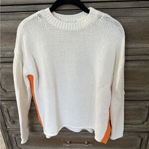 Women's White and Orange Sweater
